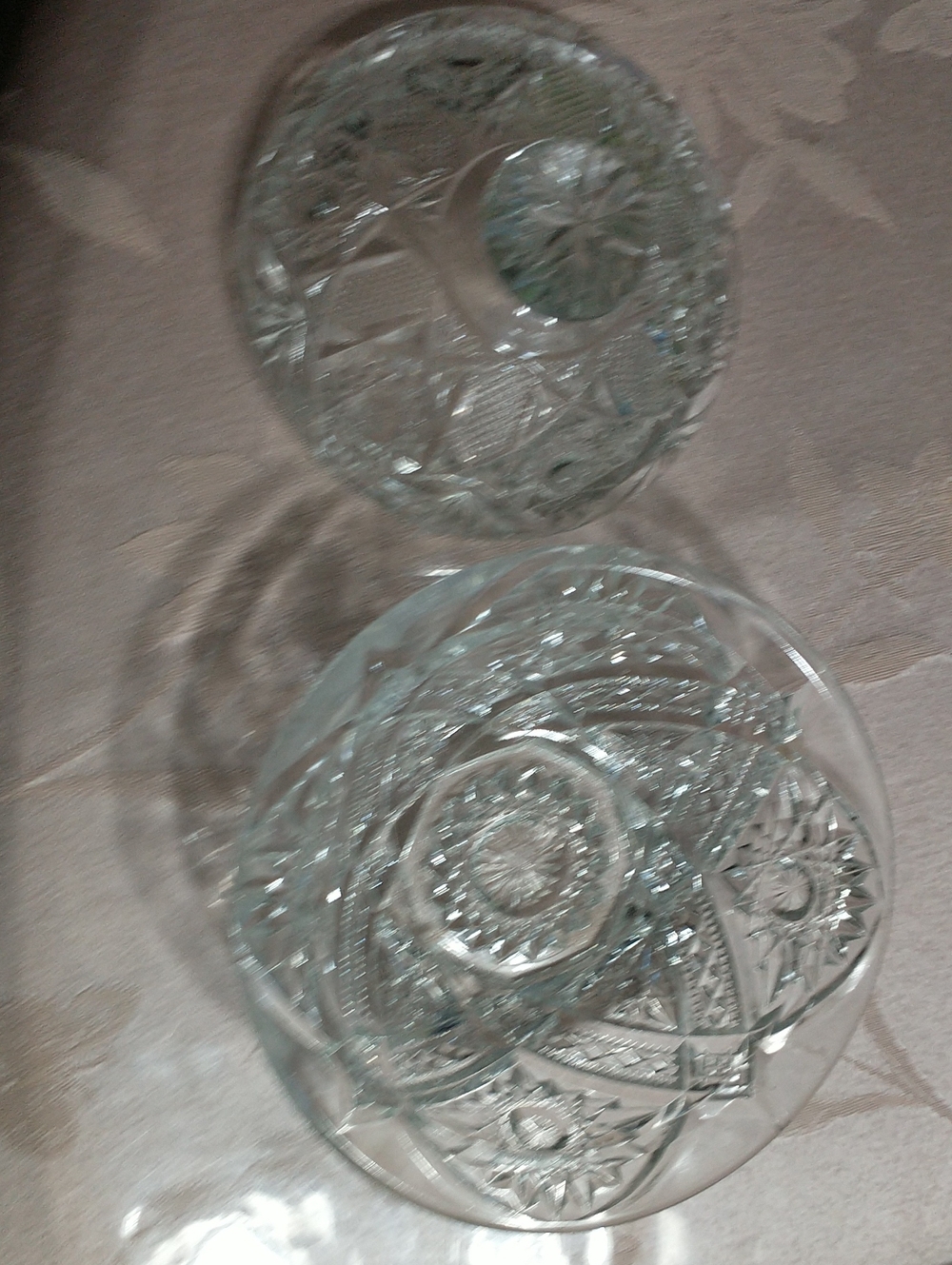 Clear Cut Glass Serving Bowls - Decorative Clear Glass Set